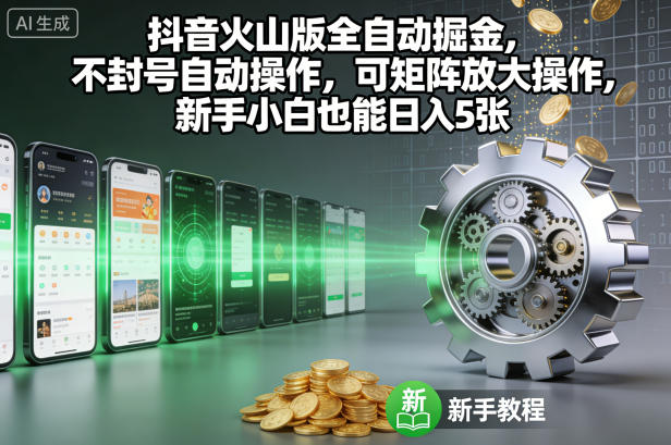 抖音火山版全自动掘金，不封号自动操作，可矩阵放大操作，新手小白也能日入5张【揭秘】-学链网创