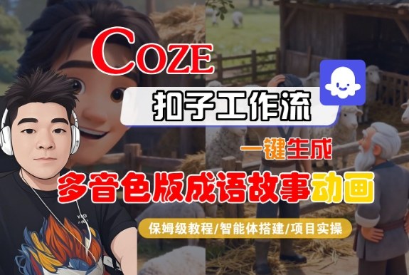 Coze扣子智能体工作流一键生成“多音色版成语故事“动画，全流程保姆级教学-学链网创
