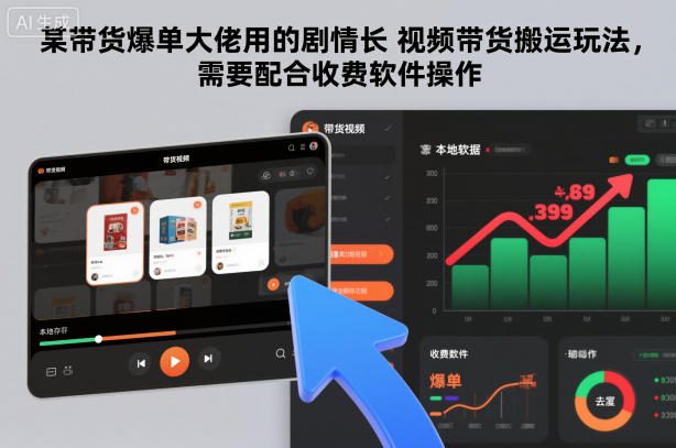 某带货爆单大佬用的剧情长视频带货搬运玩法，需要配合收费软件操作-学链网创