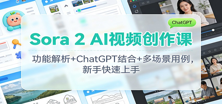 Sora 2 AI视频创作课：功能解析+ChatGPT结合+多场景用例，新手快速上手-学链网创
