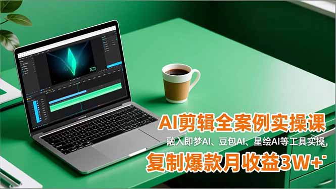 AI剪辑全案例实操课，融入即梦AI、豆包AI、星绘AI等工具实操，复制爆款月收益3W+-学链网创