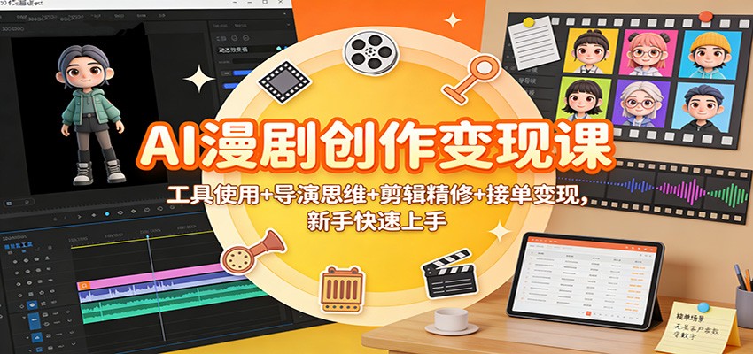 AI漫剧创作变现课：工具使用+导演思维+剪辑精修+接单变现，新手快速上手-学链网创