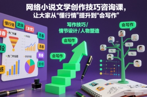 网络小说文学创作技巧咨询课，让大家从“懂行情”提升到”会写作”的高度-学链网创