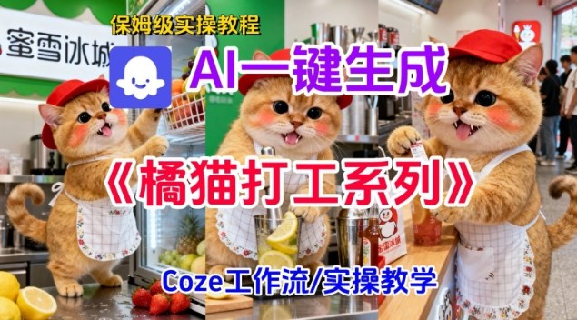 Coze扣子工作流一键生成胖橘猫打工短视频，保姆级实操搭建教学-学链网创