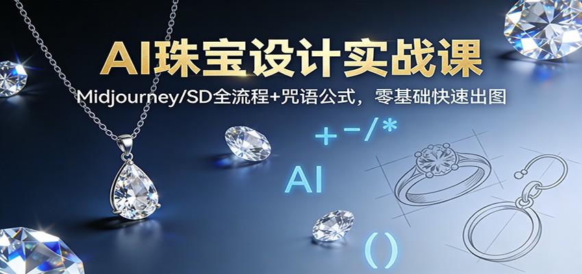 AI珠宝设计实战课:Midjourney/SD全流程+咒语公式,零基础快速出图-学链网创
