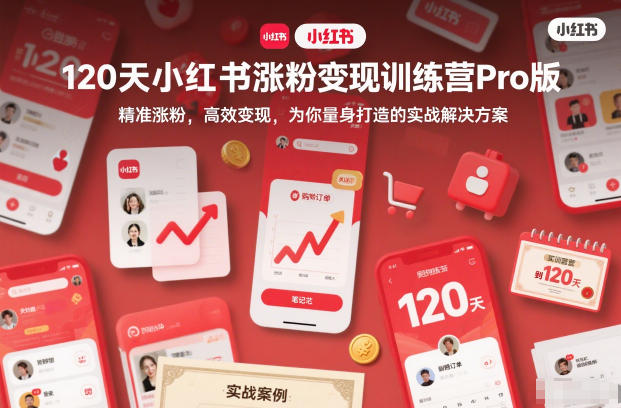 120天小红书涨粉变现训练营Pro版，​精准涨粉，高效变现​，为你量身打造的实战解决方案-学链网创