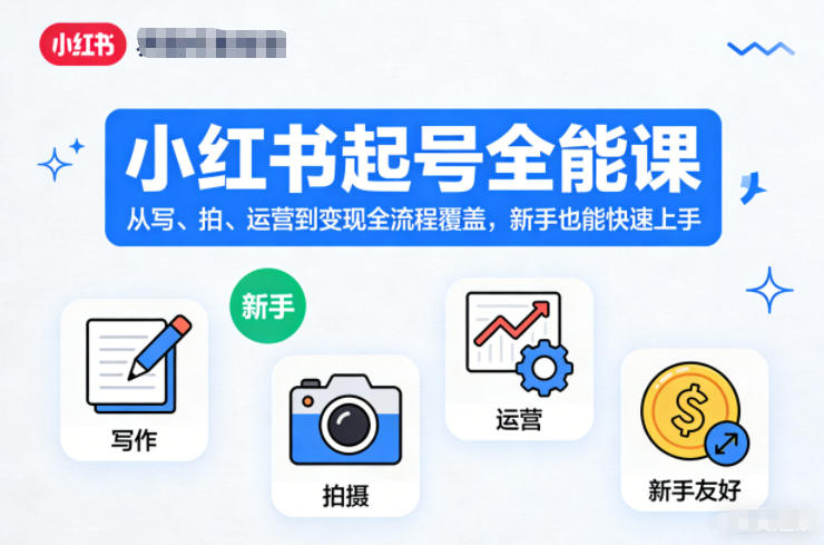 小红书起号全能课，从写、拍、运营到变现全流程覆盖，新手也能快速上手-学链网创