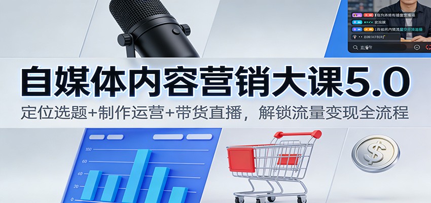 自媒体内容营销大课5.0：定位选题+制作运营+带货直播，解锁流量变现全流程-学链网创