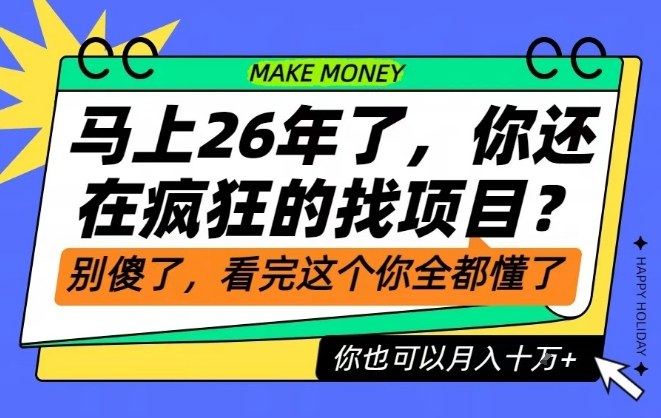 26年了，不要再疯狂的找项目了，看完这个你也可以月入十个W【揭秘】-学链网创