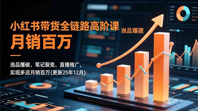 小红书带货全链路高阶课，选品爆破、笔记裂变、直播推广，实现多店月销百万(更新25年12月-学链网创