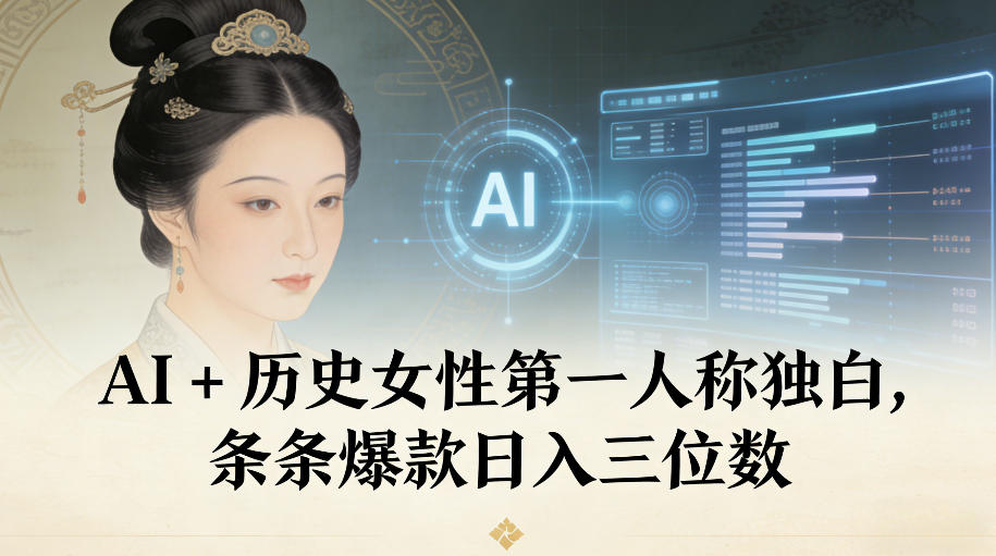 AI+历史女性第一人称独白,条条爆款日入三位数-学链网创