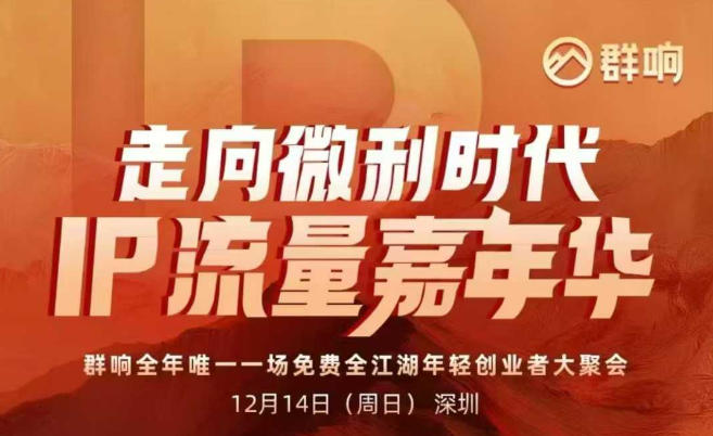 2025ip嘉年华万人12月14深圳线下课，走向微利时代，IP流量嘉年华，实操性极强的商业干货课-学链网创
