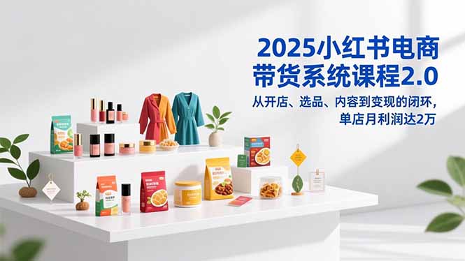 2025小红书电商带货系统课程2.0，从开店、选品、内容到变现的闭环，单店月利润达2万-学链网创