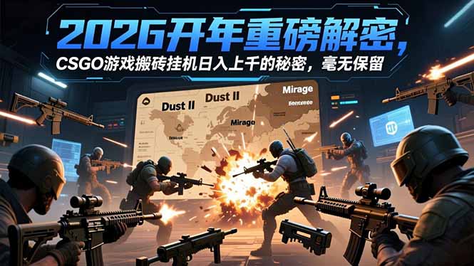 2026开年重磅解密，CSGO游戏搬砖挂机日入上千的秘密，毫无保留-学链网创