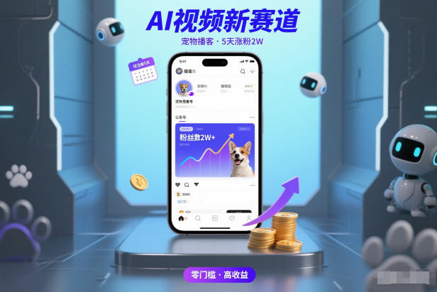 AI视频新赛道，宠物播客仅注册5天涨粉2W，收益非常可观-学链网创