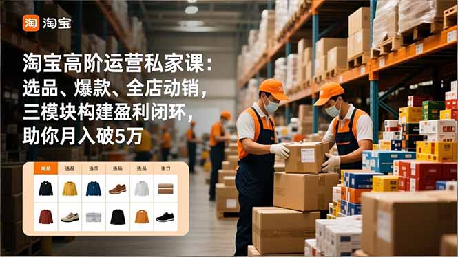 淘宝高阶运营私家课：选品、爆款、全店动销，三模块构建盈利闭环，助你月入破5万(更新12月-学链网创