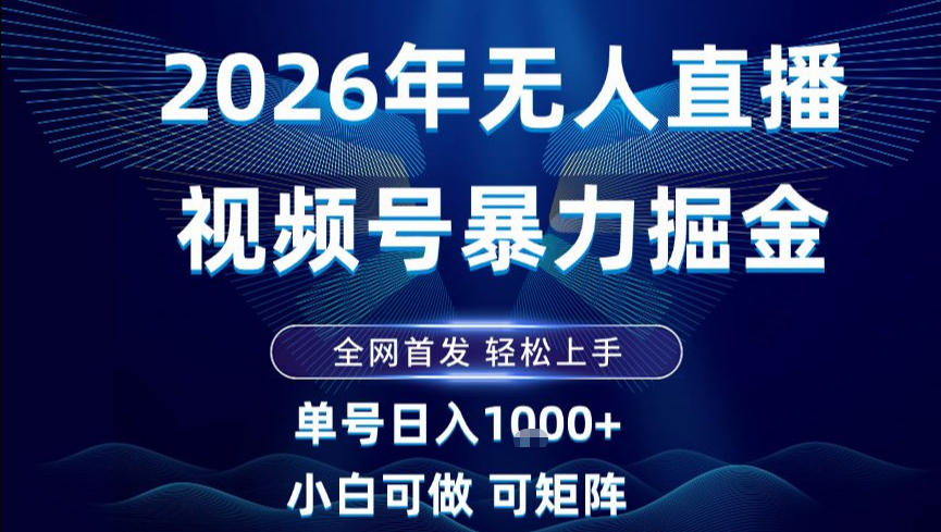 2026最新视频号无人直播掘金，全网首发，小白可以玩，长期稳定日入1k+【揭秘】-学链网创