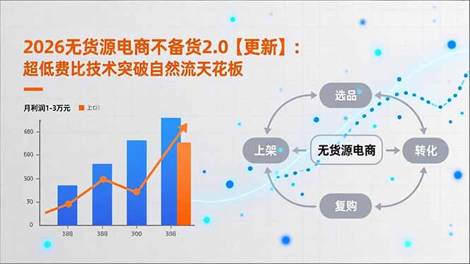 2026无货源电商不备货2.0【更新】：超低费比技术突破自然流天花板，单店月利润1-3万元-学链网创