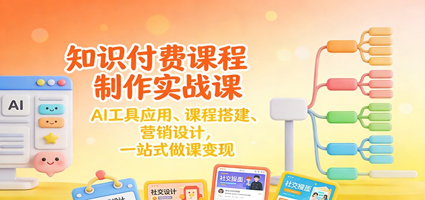 知识付费课程制作实战课：AI工具应用 、课程搭建、营销设计，一站式做课变现-学链网创