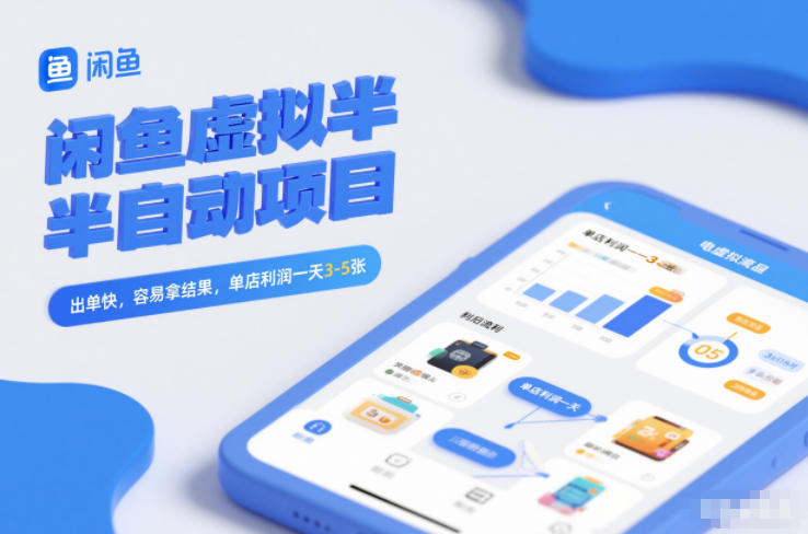 闲鱼虚拟半自动项目，出单快，容易拿结果，单店利润一天3-5张-学链网创