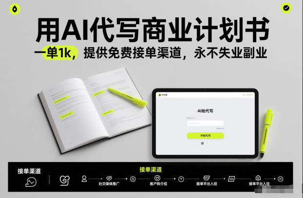 用AI代写商业计划书，一单1k，提供免费接单渠道，永不失业副业-学链网创