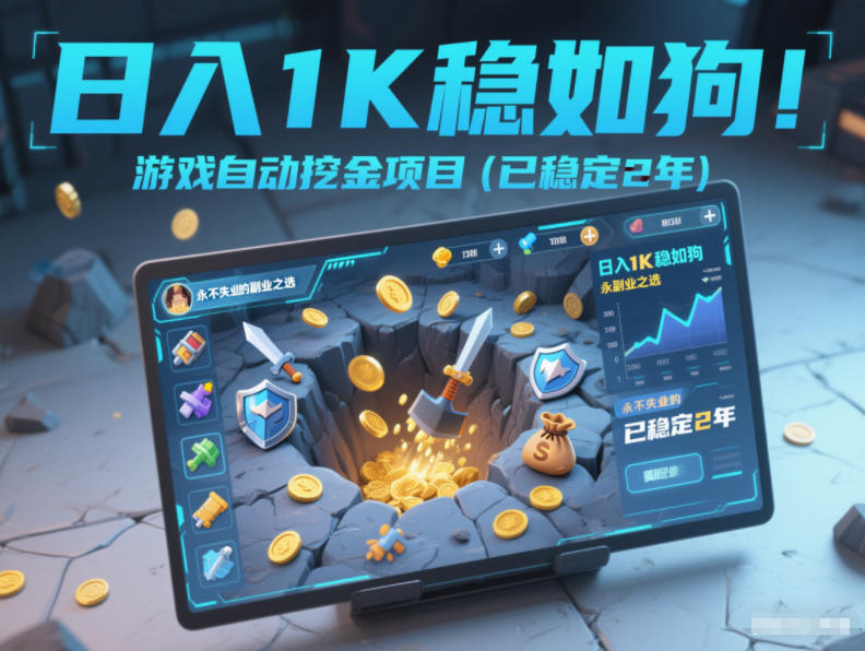 日入1K稳如狗！游戏自动挖金项目(已稳定2年)，永不失业的副业之选【揭秘】-学链网创