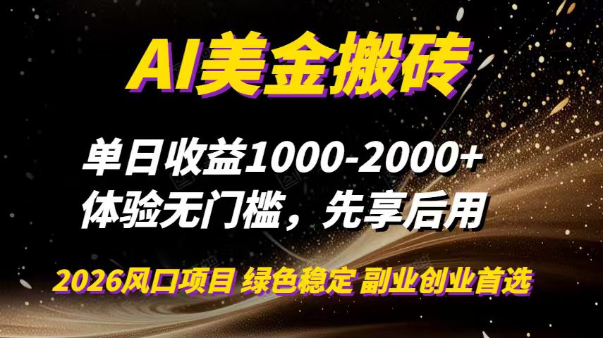 AI美金搬砖，单日收益1000-2000+，2025风口项目，可以副业，可以全职，可以工作室放大-学链网创