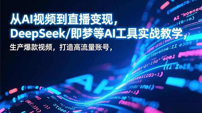 从AI视频到直播变现，DeepSeek/即梦等AI工具实战教学，生产爆款视频，打造高流量账号-学链网创