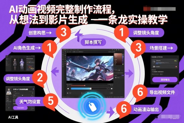 AI动画视频完整制作流程，从想法到影片生成一条龙实操教学-学链网创