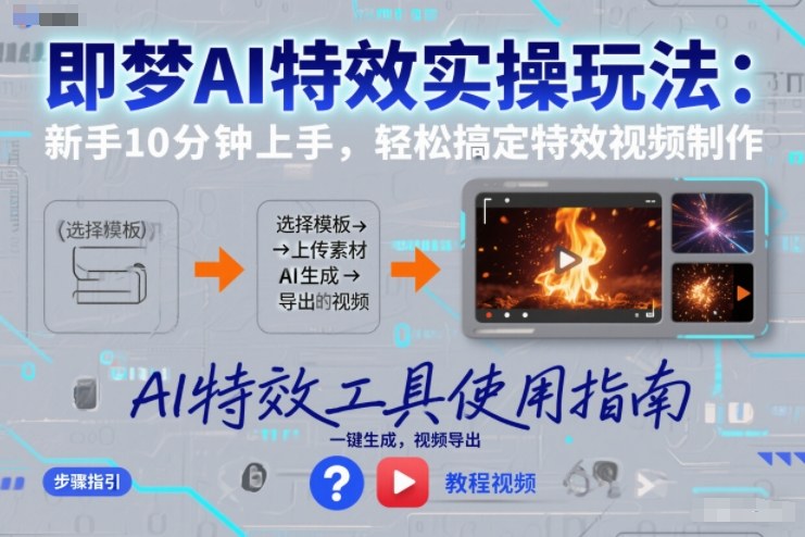 即梦AI特效实操玩法：新手10分钟上手，轻松搞定特效视频制作-学链网创