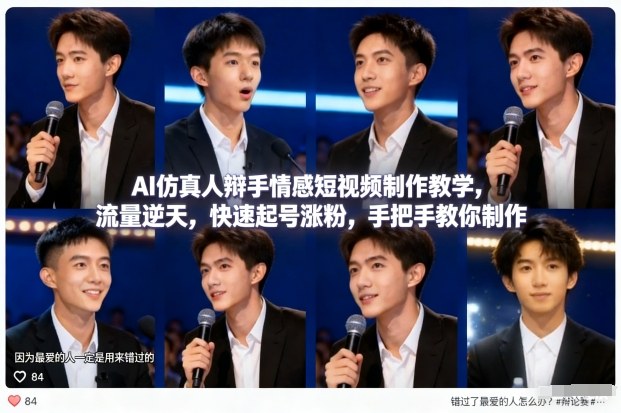 AI仿真人辩手情感短视频制作教学，流量逆天，快速起号涨粉，手把手教你制作-学链网创