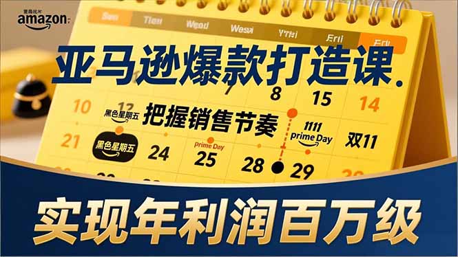 亚马逊爆款打造课，大促节点、全年规划、淡旺季打法，把握销售节奏，实现年利润百万级-学链网创
