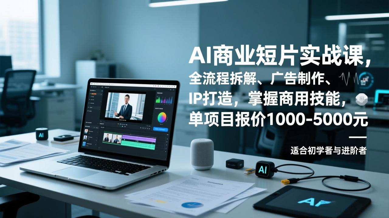 AI商业短片实战课，全流程拆解、广告制作、IP打造，掌握商用技能，单项目报价1000-5000元-学链网创