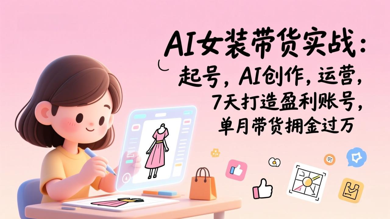 AI女装带货实战：起号，AI创作，运营，7天打造盈利账号，单月带货佣金过万-学链网创
