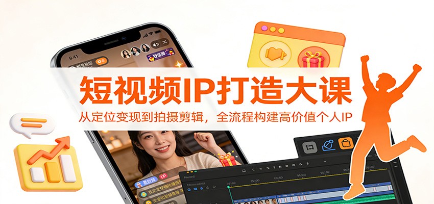 短视频IP打造大课：从定位变现到拍摄剪辑，全流程构建高价值个人IP-学链网创