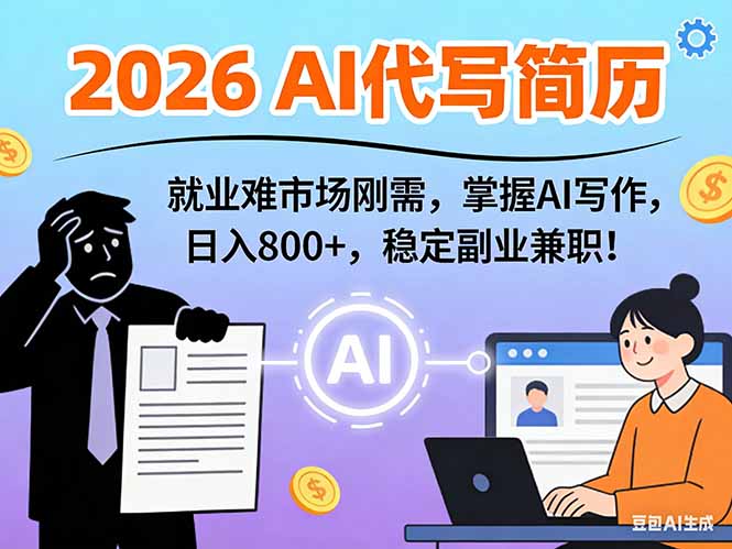 AI代写简历，超暴利，用万能模板月入1-3万实战教程，2026年市场刚需！-学链网创