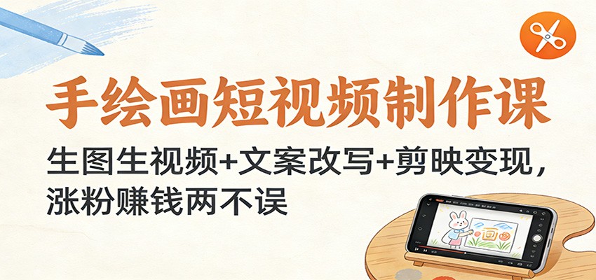 手绘画短视频制作课：生图生视频+文案改写+剪映变现，涨粉赚钱两不误-学链网创