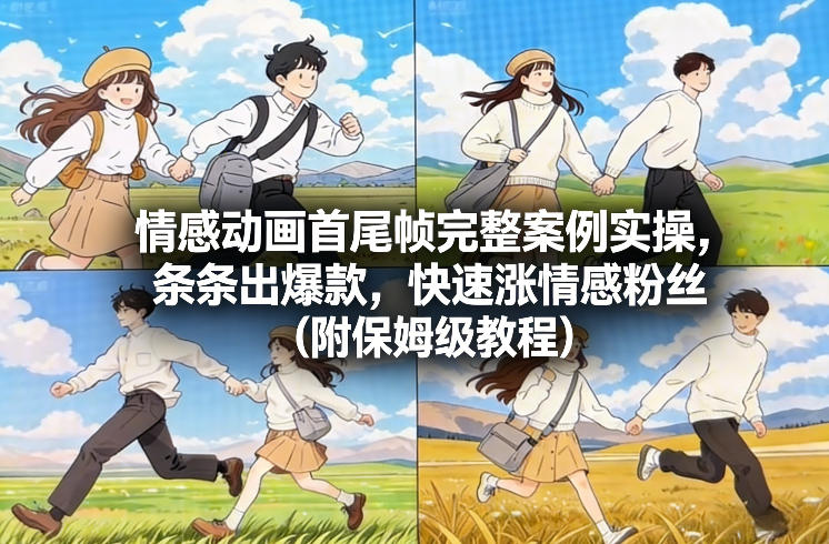 情感动画首尾帧完整案例实操，条条出爆款，快速涨情感粉丝(附保姆级教程)-学链网创