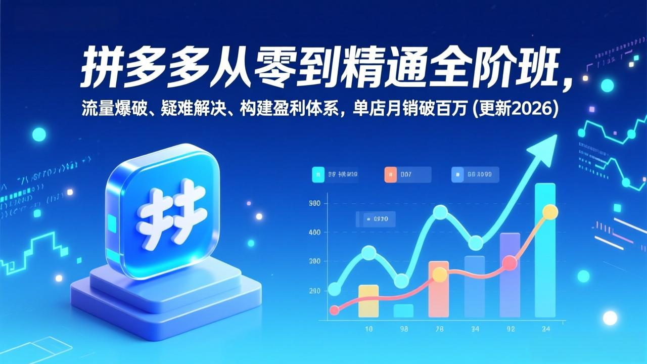 拼多多从零到精通全阶班，流量爆破、疑难解决，构建盈利体系，单店月销破百万(更新2026-学链网创