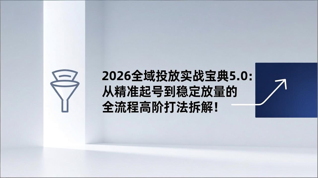 2026全域投放实战宝典5.0：从精准起号到稳定放量的全流程高阶打法拆解！-学链网创