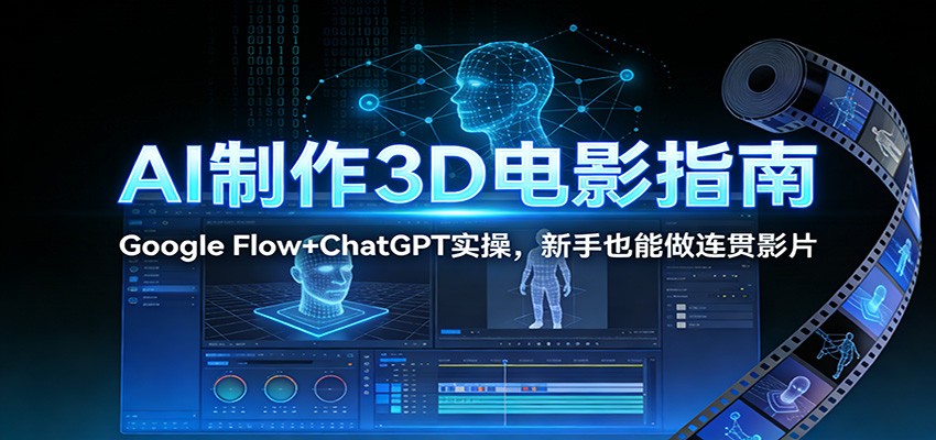 AI制作3D电影指南：Google Flow+ChatGPT实操，新手也能做连贯影片-学链网创