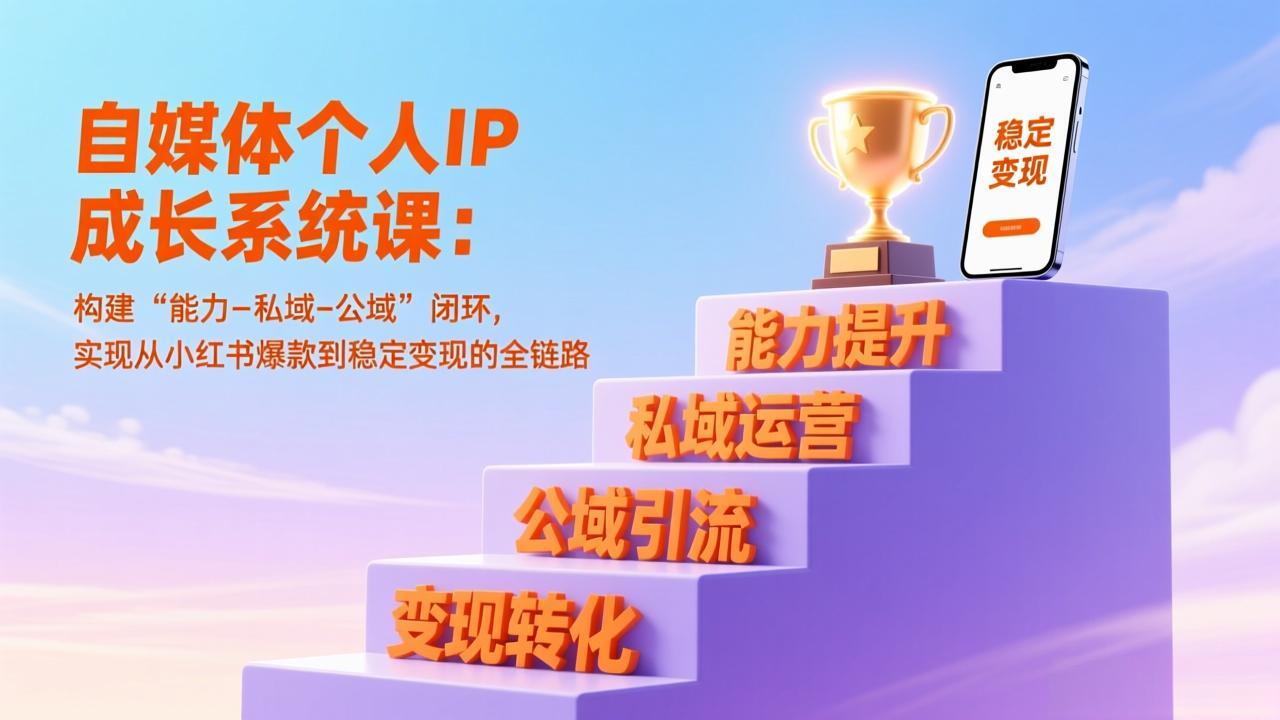 自媒体个人IP成长系统课：构建“能力-私域-公域”闭环，实现从小红书爆款到稳定变现的全链路-学链网创