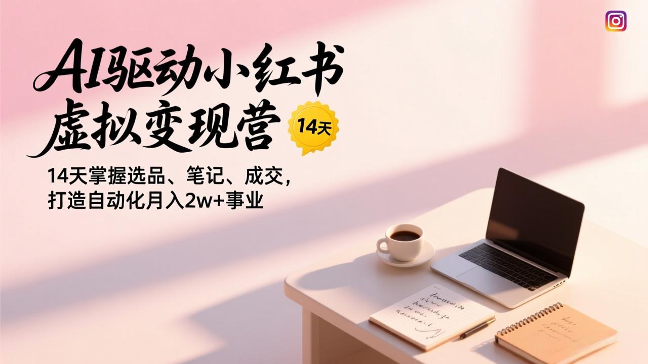 AI驱动小红书虚拟变现营，14天掌握选品、笔记、成交，打造自动化月入2w+事业-学链网创