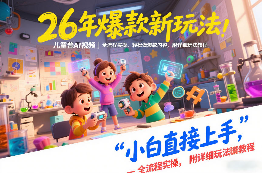 26年爆款新玩法，儿童科普AI视频，全流程实操，轻松做爆款内容，小白直接上手，附详细玩法教程-学链网创