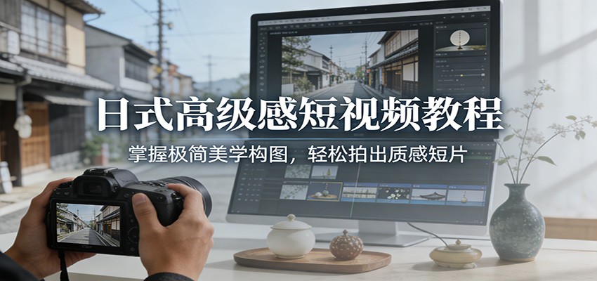日式高级感短视频教程：掌握极简美学构图，轻松拍出质感短片-学链网创