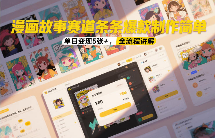 漫画故事赛道条条爆款制作简单，单日变现5张+，全流程讲解-学链网创