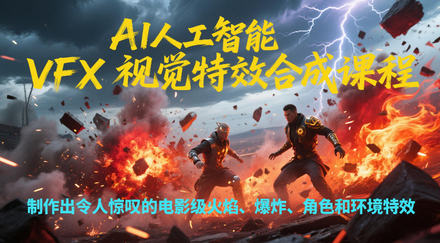 AI人工智能VFX视觉特效合成课程,制作出令人惊叹的电影级火焰、爆炸、角色和环境特效-学链网创