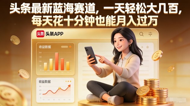 头条最新蓝海赛道，一天轻松大几张，每天花十分钟也能月入过1W【揭秘】-学链网创