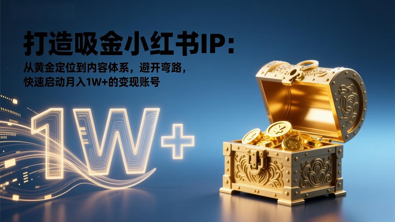 打造吸金小红书IP：从黄金定位到内容体系，避开弯路，快速启动月入1W+的变现账号-学链网创