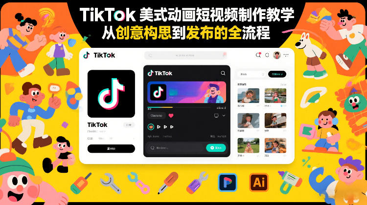 TikTok美式动画短视频制作教学,从创意构思到发布的全流程-学链网创